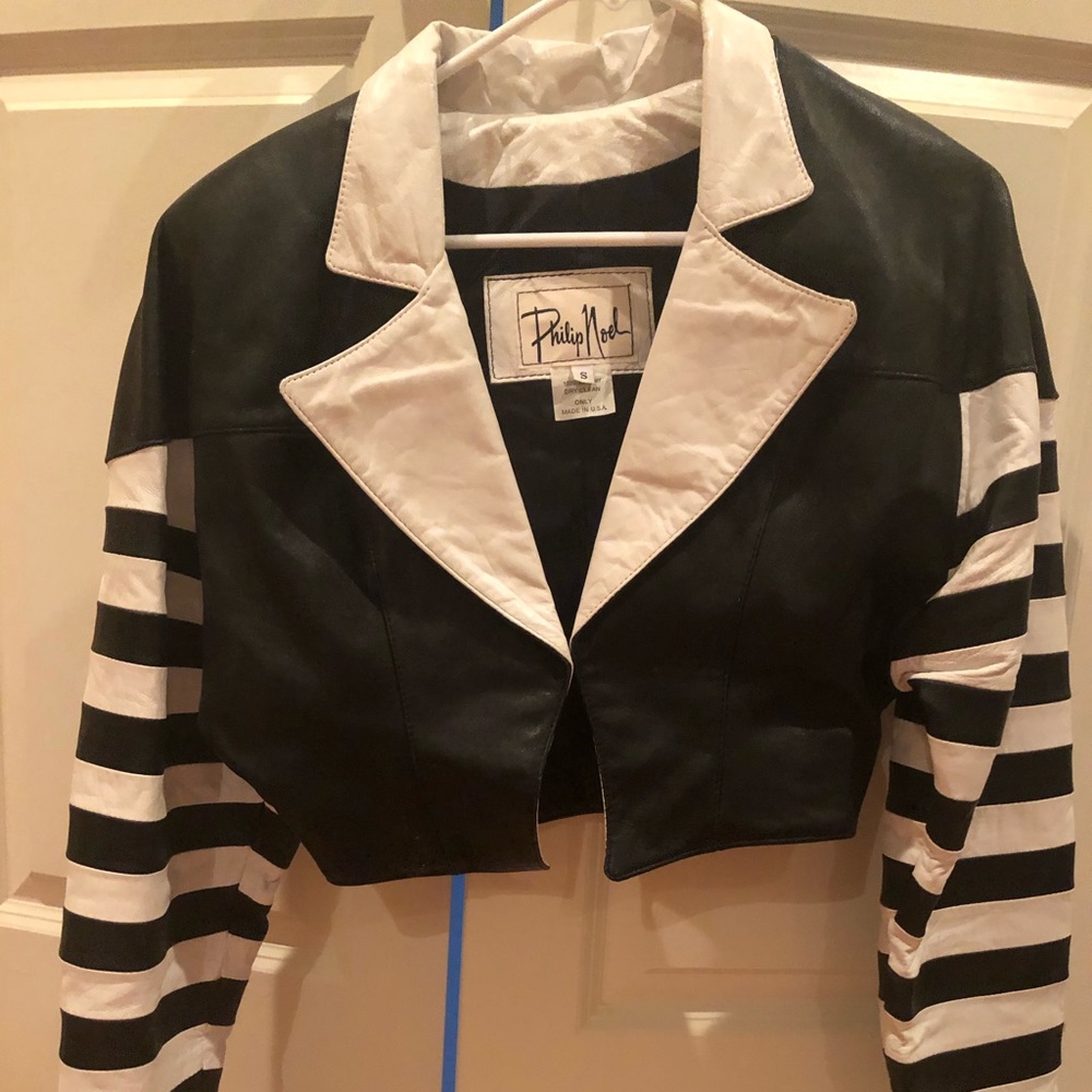 Real leather cropped vintage jacket